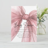 Invitation Light Blush Bow Clean Personalized Baby Shower  (Debout devant)