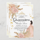 Invitation  Light Dusty Pink Gold Butterfly Quinceañera (Devant / Derrière)