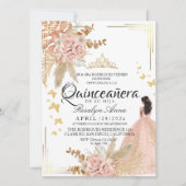 Invitation  Light Dusty Pink Gold Butterfly Quinceañera (Devant)