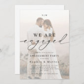 Invitation Light Faded Fading Photo Monogram Engagement Party (Devant / Derrière)