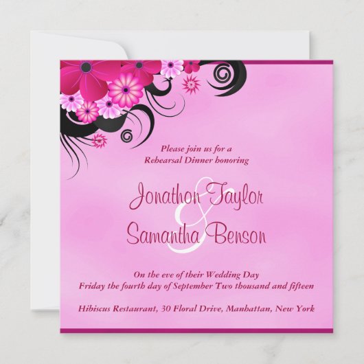 Invitation Light Fuchsia 5.25 Dîner de répétition Mariage Inv (Devant)
