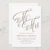 Invitation Light Gold M. et Mme Rustic Calligraphy Mariage (Devant / Derrière)