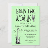 Invitation Light Green Born Two Rock Guitar 2e anniversaire (Devant)