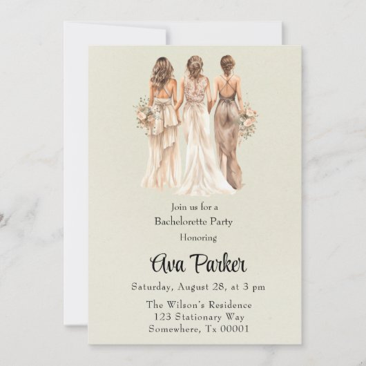 Invitation Light Green Bridesmaitres Bachelorette Party (Devant)