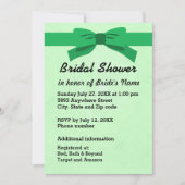 Invitation Light Green with Heart & Green Bow Bridal Shower (Devant)