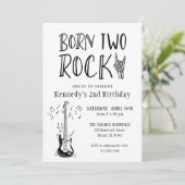 Invitation Light Grey Born Two Rock Guitare 2e anniversaire (Debout devant)