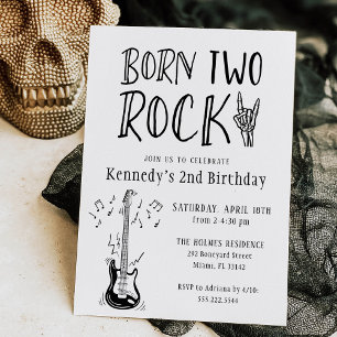 Invitation Light Grey Born Two Rock Guitare 2e anniversaire