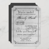 Invitation Light Grey Musical thème nuptiale douche (Devant / Derrière)
