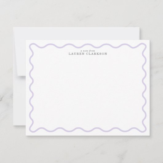 Invitation Light Lavender Modern Wavy Border Note card (Devant)