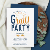 Invitation Light Orange & Blue Graduation Party