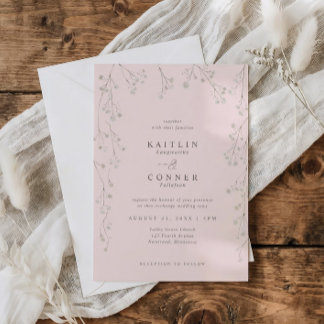 Invitation Light Pink Baby's Breath Wildflower Boho Wedding
