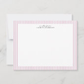 Invitation Light Pink Stripe Border Note Card (Devant)
