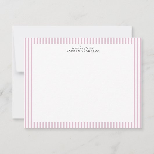 Invitation Light Pink Stripe Border Note Card (Devant)