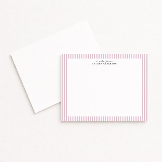 Invitation Light Pink Stripe Border Note Card