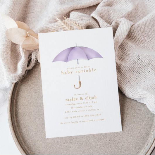 Invitation Light Purple Girl Baby Sprinkle Shower Event |