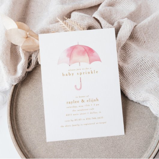 Invitation Light Rose Girl Baby Sprinkel Shower Event |