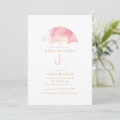 Invitation Light Rose Girl Baby Sprinkel Shower Event | (Debout devant)