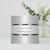 Invitation Light Silver Floral 25th Anniversary Party Event (Debout devant)