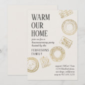 Invitation Light Soft Beige Gold Dining House Warming Party (Devant / Derrière)