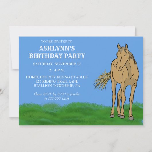 Invitation Light Sorrel Cheval Brown fête d'anniversaire (Devant)