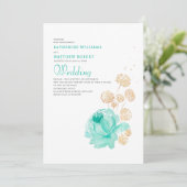 Invitation Light Teal & beige Summer Beach Wedding (Debout devant)