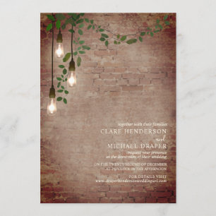 Invitation Lightbulb Green Garland Brick Virtual