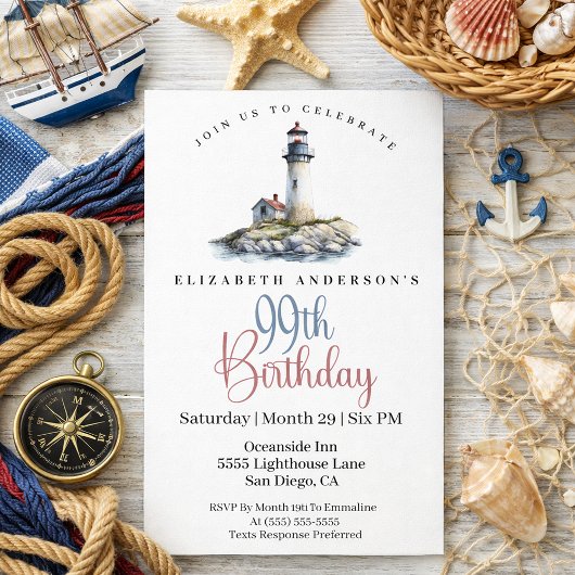 Invitation Lighthouse 99th Birthday