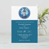 Invitation Lighthouse Nautical Wedding Maritime Modern  (Debout devant)