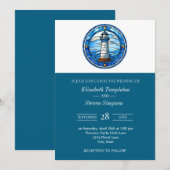 Invitation Lighthouse Nautical Wedding Maritime Modern  (Devant / Derrière)