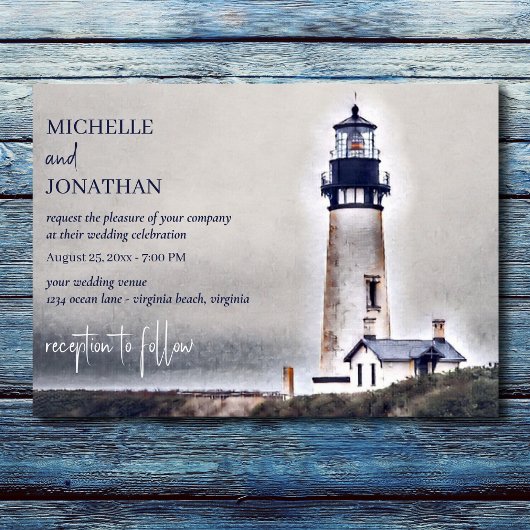 Invitation Lighthouse Plage nautique tout en un Mariage