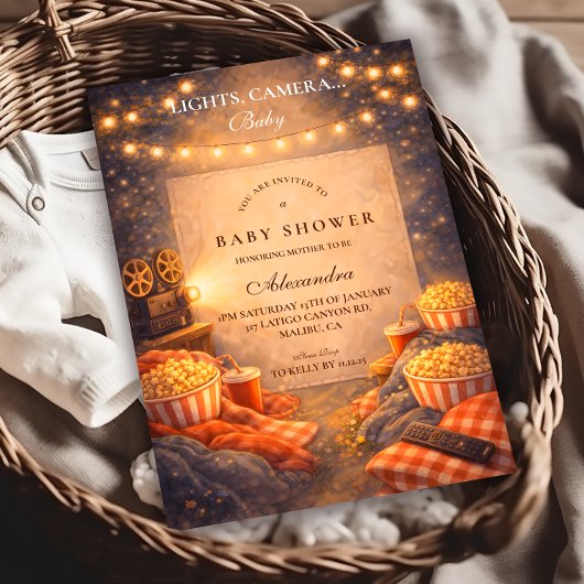 Invitation Lights Camera Baby Shower