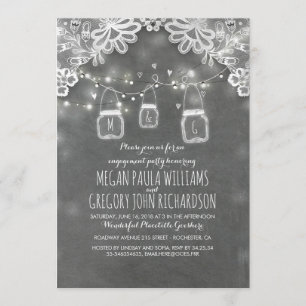 Invitation Lights Mason Jars Lace Russe Engagement Party