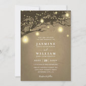 Invitation Lights on oak tree Rustic Elegant QR Code Wedding (Devant)
