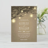 Invitation Lights on oak tree Rustic Elegant QR Code Wedding (Debout devant)