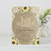 Invitation Lights,Tiara,Lace Sunflowers Kraft Sweet 16 Party (Debout devant)