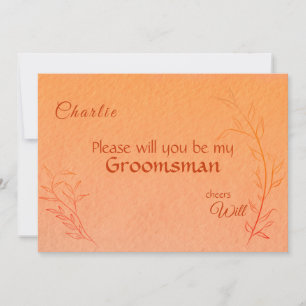 Invitation Ligne artistique de feuilles à ombré orange brûlé