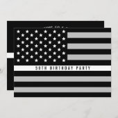 Invitation Ligne blanche mince EMS EMT Drapeau Anniversaire (Devant / Derrière)