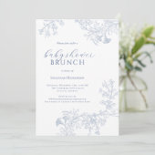 Invitation Ligne Bleue Chic Tirée Floral Baby Douche Brunch (Debout devant)