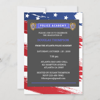 Invitation Ligne Bleue Mince Drapeau Officier De Police Gradu