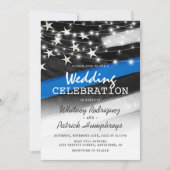 Invitation Ligne bleue mince | Mariage de police (Devant)