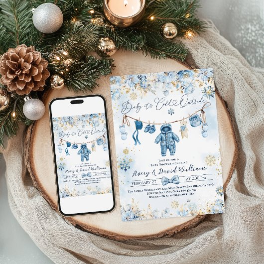 Invitation Ligne bleueLigne froide à l'extérieur bébé garçon