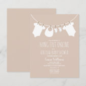 Invitation Ligne de Baby shower de fille rose virtuelle en li (Devant / Derrière)