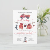 Invitation Ligne de Baby shower de pompier de marque (Debout devant)