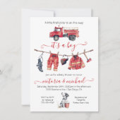Invitation Ligne de Baby shower de pompier de marque (Devant)
