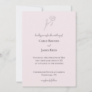 Invitation Ligne de Fleur rose clair Mariage de monogramme