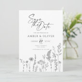 Invitation Ligne De Fleur sauvage Simple Art Enregistrer La D (Debout devant)