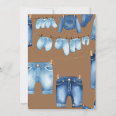Invitation Ligne de linge Denim moderne Boy Baby shower Blue  (Dos)
