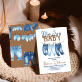 Invitation Ligne de linge Denim moderne Boy Baby shower Blue 