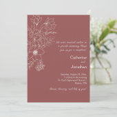 Invitation Ligne de Marsala Vintage Florale Réception (Debout devant)