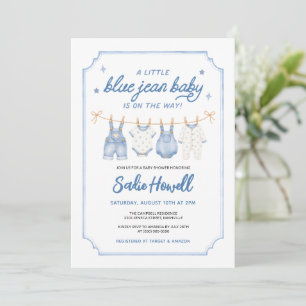 Invitation Ligne de vêtements bébé en denim bleu pour Baby Sh